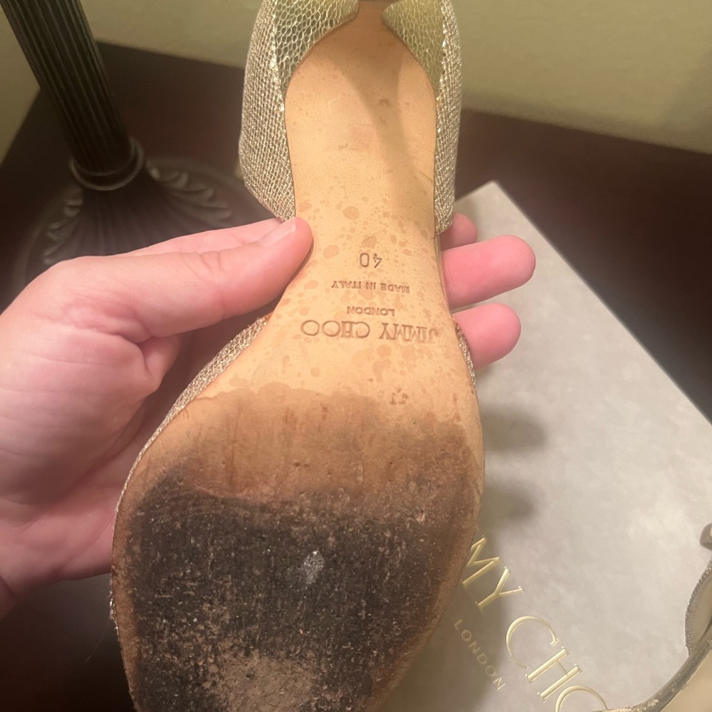 Jimmy Choo Gold Heels with box - Picture 7 of 12